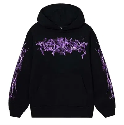 Pre-owned Revenge Purple Lightning Anarchy Logo Black Hoodie Size Xl
