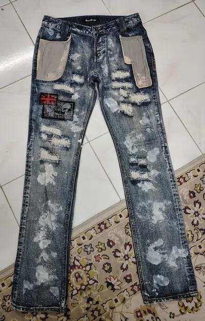 Pre-owned Revenge Sexpot  Punk Anorak Bleach Wash Demon Jeans In Blue