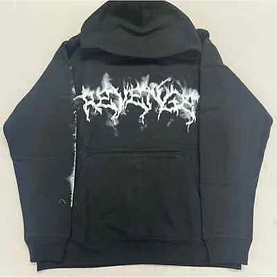 Pre-owned Revenge Smoke Lightning Anarchy Logo Hoodie Size Medium In Black