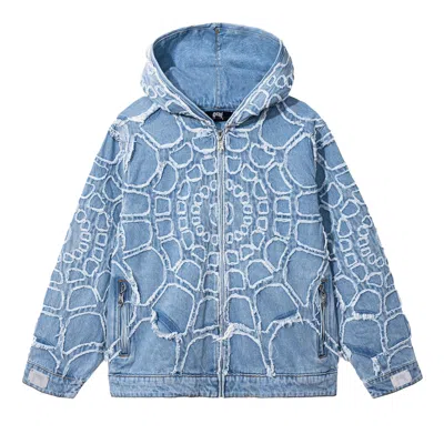 Pre-owned Revenge Spider Web Denim Jacket 'bleached Indigo' | Blue | Men's Size Xxl