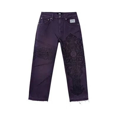Pre-owned Revenge Spike Cross Embroidered Denim Pant 'purple' | Men's Size 30