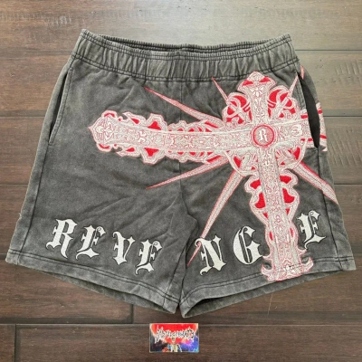 Pre-owned Revenge X Vintage Revenge Embroidered Spike Cross Shorts Washed Black Medium
