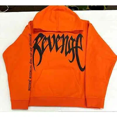Pre-owned Revenge X Xxx Tentacion Kill Outline Logo Orange Hoodie Size Medium