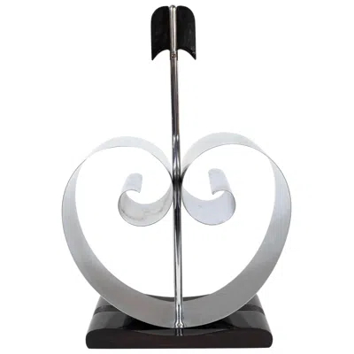 Pre-owned Revere Art Deco Machine Age Black Enamel & Chrome Scroll Form Magazine Stand By