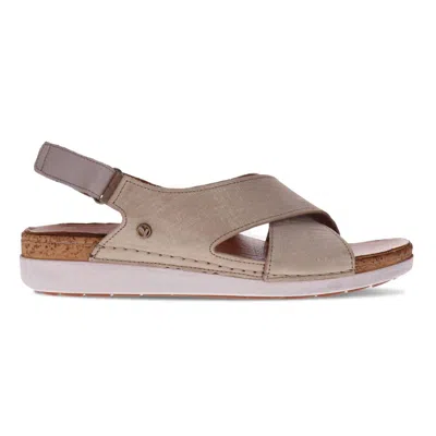Revere Cottesloe Back Strap Sandal In Gold Linen