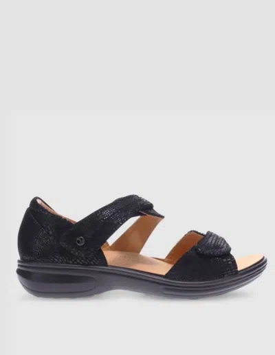 Revere Geneva Sandal - Medium Width In Black Lizard In Multi