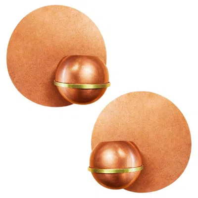 Pre-owned Revere Rare 1937 Copper & Brass Art Deco Machine Age Wall Planter Pair By  In Orange