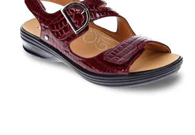 Revere Women's Barcelona Back Strap Sandal In Red Croc In Multi