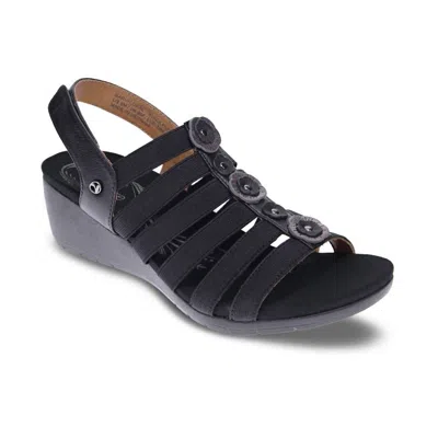 Revere Women's Bari Floral Wedge Sandal In Black French In Multi