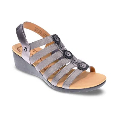 Revere Women's Bari Floral Wedge Sandal In Grey In Multi