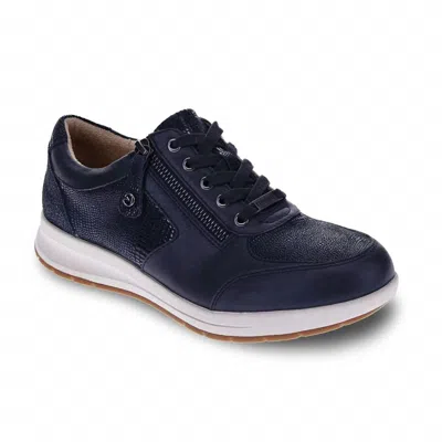 Revere Women's Boston Zip Casual Sneaker In Sapphire/navy Lizard In Blue