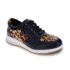 Revere Women's Boston Zip Sneaker In Black/leopard In Black