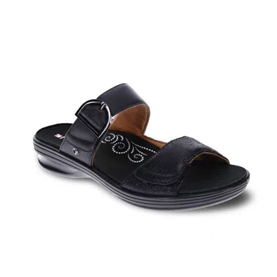 Revere Women's Calais Slide Sandals In Black Lizard In Multi
