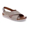 Revere Women's Cottesloe Back Strap Sandal In Gold Linen
