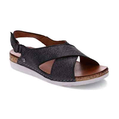 Revere Women's Cottesloe Sandal In Black Linen In Gray