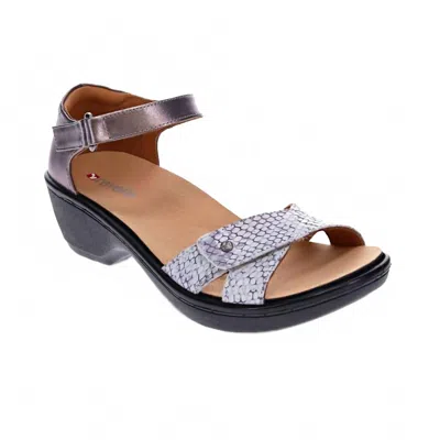 Revere Women's Dallas Wedge Sandal In Teal Snake/grey In Multi