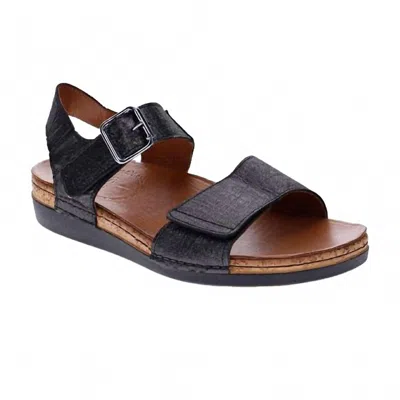Revere Women's Georgia Back Strap Sandal In Black Linen