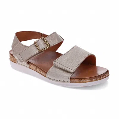 Revere Women's Georgia Sandal In Gold Linen In Gray