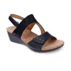 Revere Women's Grenada Back Strap Wedge Sandal In Black In Black