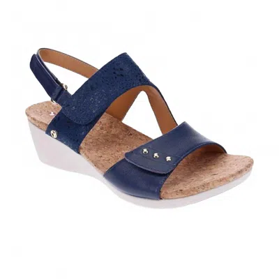 Revere Women's Grenada Back Strap Wedge Sandal In Blue French/blue Mosaic In Multi
