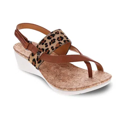 Revere Women's Honolulu Backstrap Wedge Sandal In Cognac/leopard In Multi