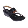 Revere Women's Honolulu Backstrap Wedge Sandal In Onyx/black Lizard In Black