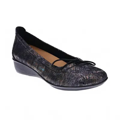 Revere Women's Marrakesh Wedge Ballet Shoes In Black Metallic Python