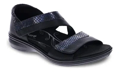 Revere Women's Mauritius Sandal - Medium In Black French/slate Interest