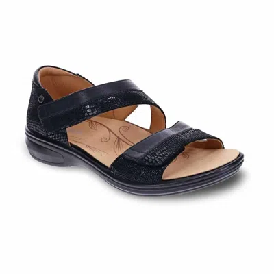 Revere Women's Mauritius Sandal - Wide In Black French/lizard