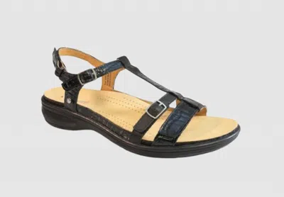 Revere Women's Milan Sandal In Black Lizard In Blue