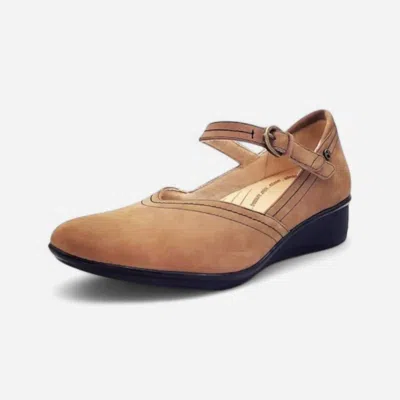 Revere Women's Narita Mary Jane Shoes In Toffee Nubuck In Brown