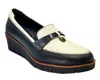 Revere Women's Pamplona Wedge Loafer In Black/oyster In Multi