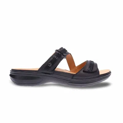 Revere Women's Rio Slide Sandal In Onyx,black Lizard In Multi