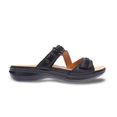 Revere Women's Rio Strap Slide Sandals In Onyx/black Lizard In Multi
