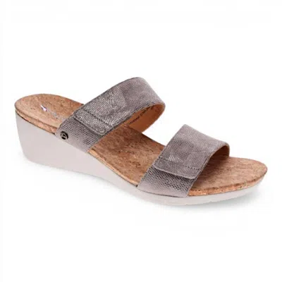 Revere Women's Sorrento Wedge Sandal In Champagne Angle In Gray