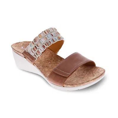 Revere Women's Sorrento Wedge Sandal In Cognac In Brown
