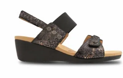 Revere Women's Tahiti Sandal In Black Metallic Python