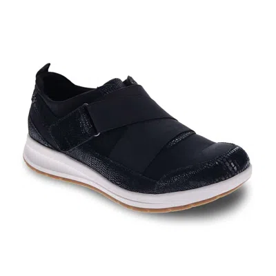 Revere Women's Virginia Adjustable Sneaker In Black Lizard