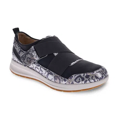 Revere Women's Virginia Adjustable Sneaker In Silver Safari In Black