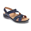 Revere Women's Zanzibar Adjustable Sandal - Medium Width In Navy Snake In Multi