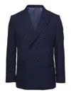 Reveres 1949 Blue Double-breasted Blazer With Pointed Reverses