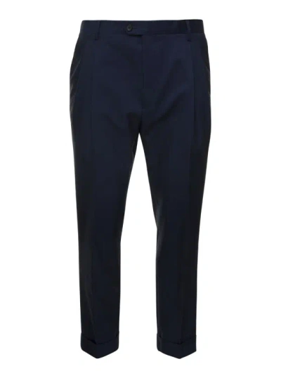 Reveres 1949 Pleated Cuffed Trousers In Blue