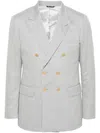 Reveres 1949 Grey Double Breasted Blazer In Grey
