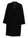 Reveres 1949 Double-breasted Wool Coat In Black
