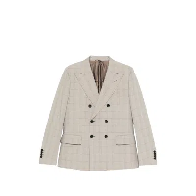 Reveres 1949 Double-breasted Patterned Suit In Neutral