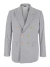 Reveres 1949 Grey Double Breasted Blazer In Gray