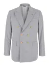 Reveres 1949 Grey Double Breasted Jacket With Peak Lapels