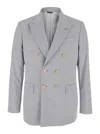 Reveres 1949 Grey Double Breasted Jacket With Peak Lapels In Grey