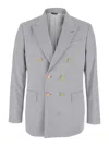Reveres 1949 Grey Double Breasted Jacket With Peak Lapels In Grey