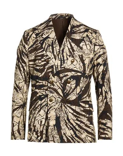Reveres 1949 Man Blazer Beige Size 44 Cotton, Elastane In Animal Print